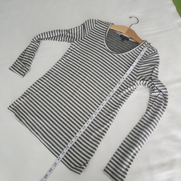 Eileen Fisher micromodal and cashmere blend long sleeve stripe layer blouse - Picture 10 of 11